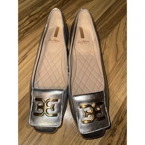 Sam Edelman NEW Emina Ladies Flats Sz 9M 9 Silver Gold Square Toe